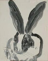 ウサギの黒と白 Oil Paintings